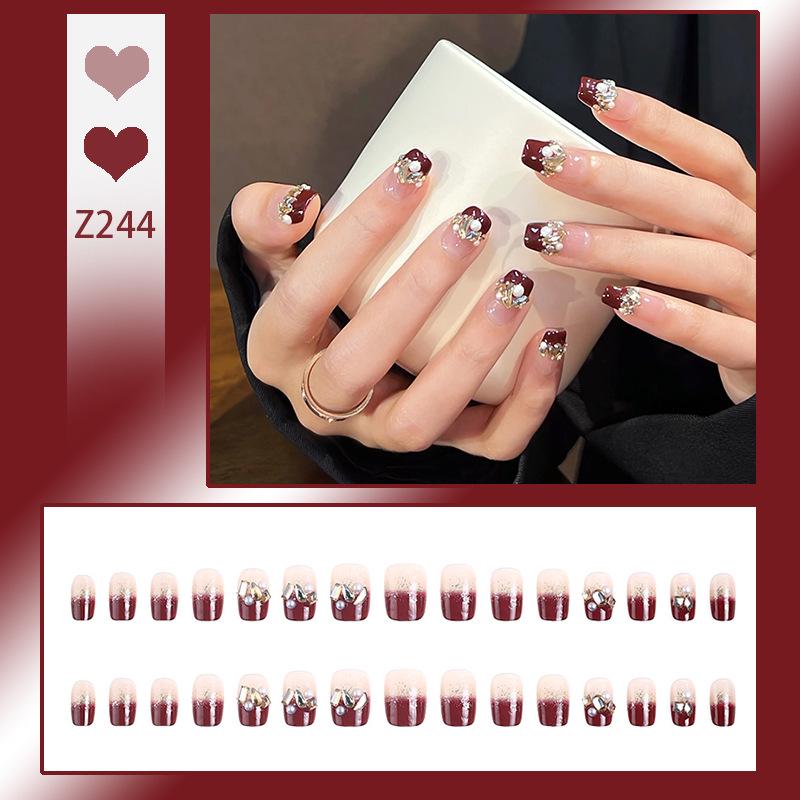 Роскошный прозрачный румянец, набор накладных ногтей «Розовый пузырь» с носимыми наклейками