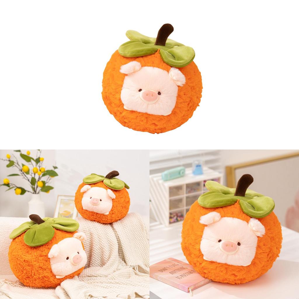 Плюшевая игрушка-свинка с хурмой из коротковорсового хлопка для подарка и домашнего декора