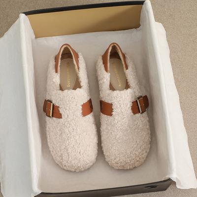 Женские зимние плюшевые туфли на плоской подошве для улицы, зимние сапоги, модные мокасины с круглым носком, теплые меховые, Mary Jane, большой размер 41-43