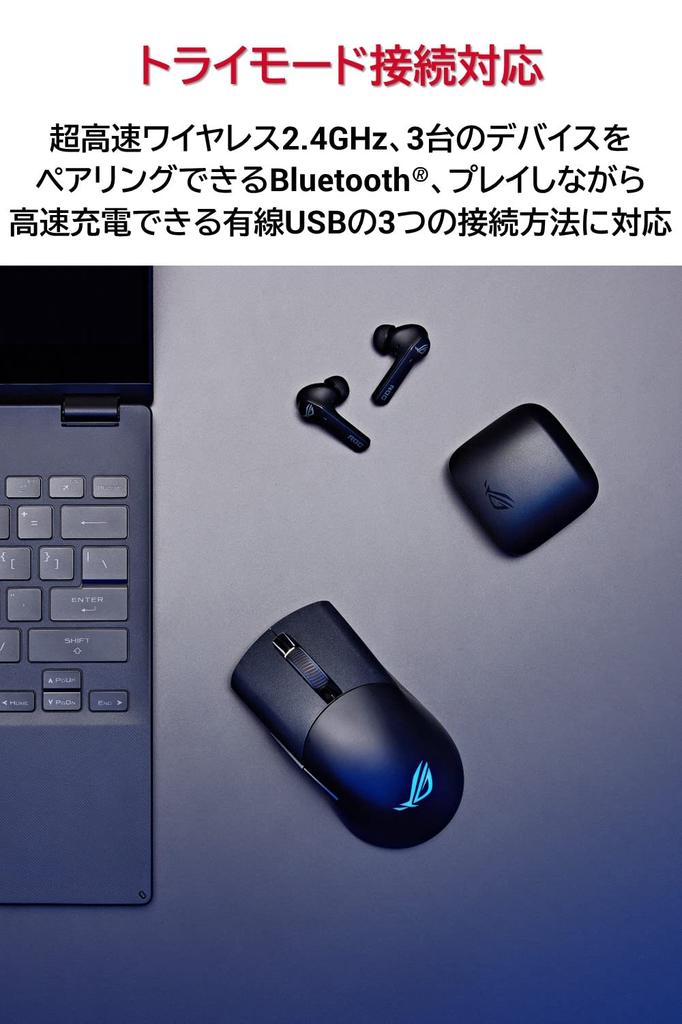 Игровая мышь ASUS Wireless ROG Keris Wireless Подключение Aimpoint Сменный переключатель 119 часов непрерывной работы Кнопка PBT (36 000 точек на дюйм /