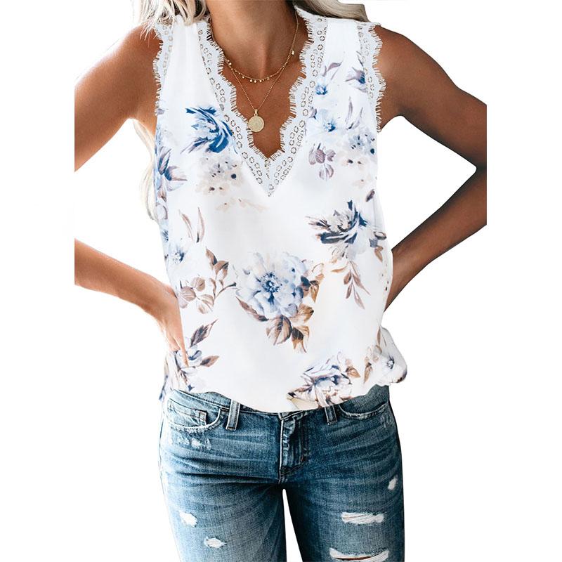 Летняя женская футболка, жилет, однотонный жилет с v-образным вырезом и кружевом без рукавов, женский жилет с верхом и низом