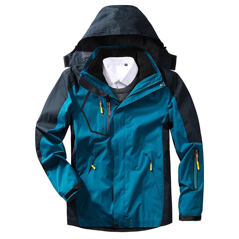 Mens Winter Jacket 3 In 1 Waterproof Warm Snow Fleece Lining Coat Hooded Windproof Jacket M-6XL
