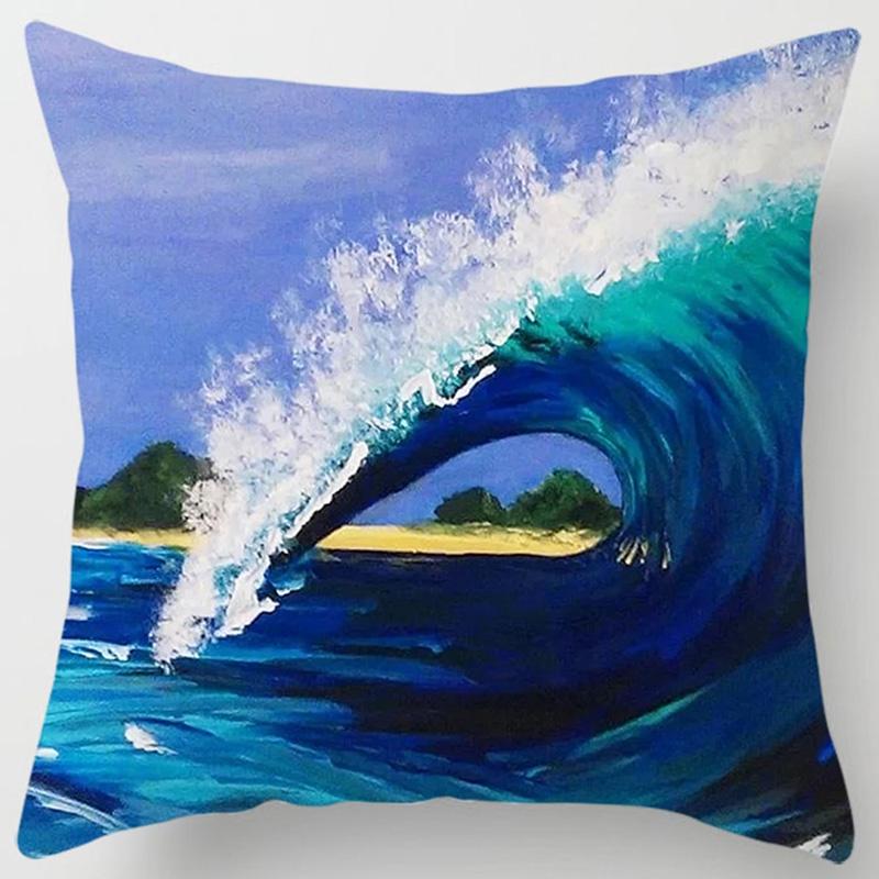 Wave Painting Series Pillow Gift Home Office Decoration Pillow Bedroom Sofa Car Cushion Cover