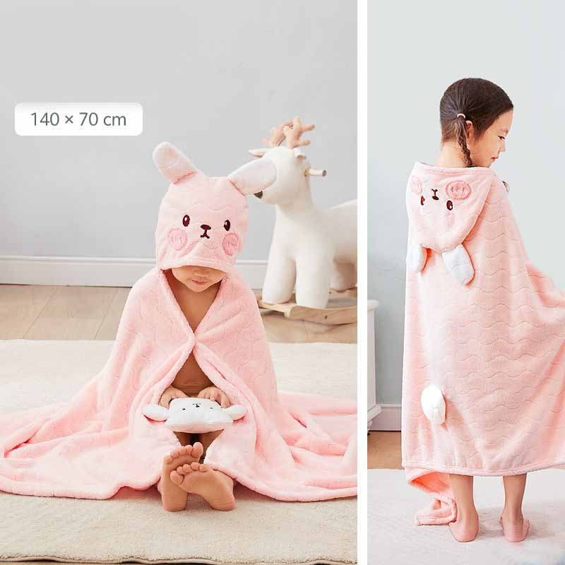140x70cm Boy Girls Bath Towel Cape Quick Dry Pullover Thickened Absorbent Coral Fleece Children Bath Towel Cape