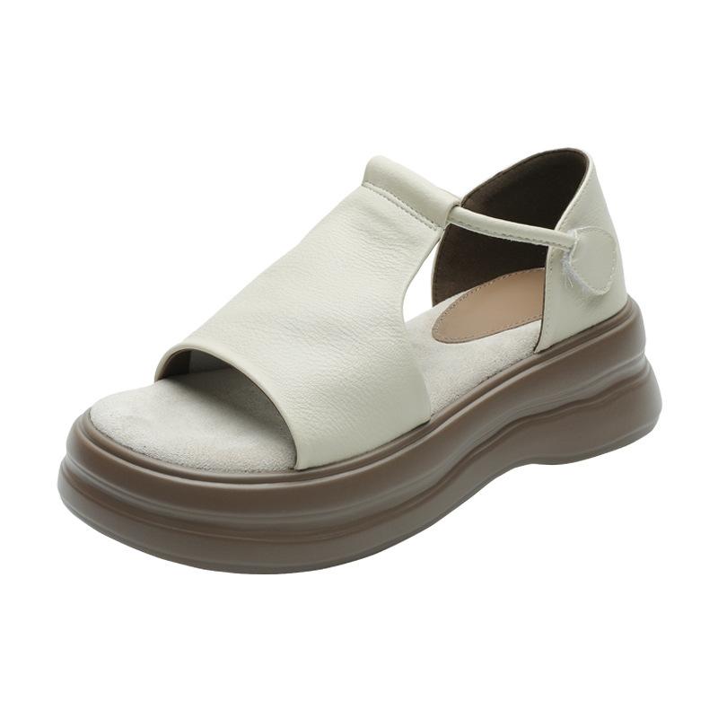 Место!! Ретро повседневные сандалии на платформе с открытым носком, красивые женские летние новые универсальные на мягкой подошве, увеличивающие рост, римские туфли