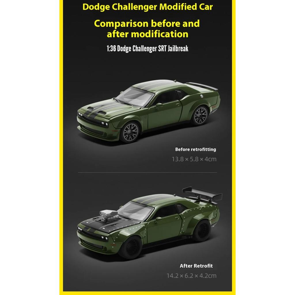 Масштаб 1/36 Dodge Challenger SRT JAILBREAK Сборная Модифицированная Версия Сплав Металл Литой Модель Автомобиля Подарок на День Рождения для Парня