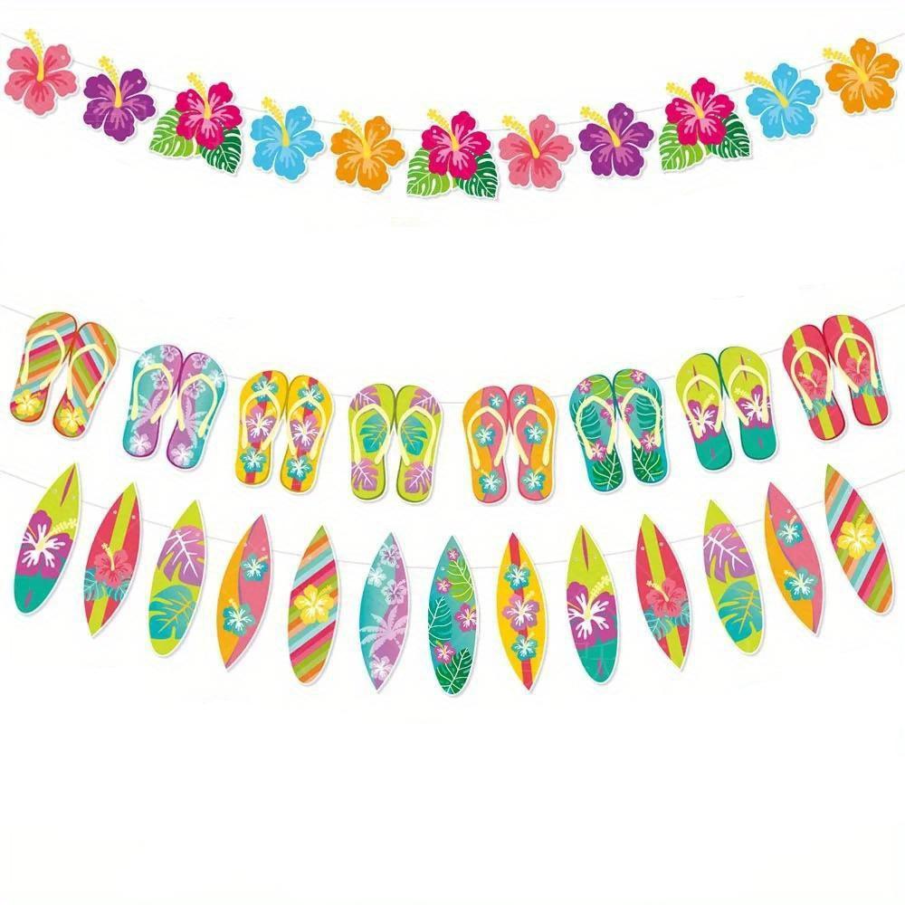 Гавайские украшения для вечеринки, летние флажки с фламинго, баннеры тропического парка дикой природы, украшения для вечеринки