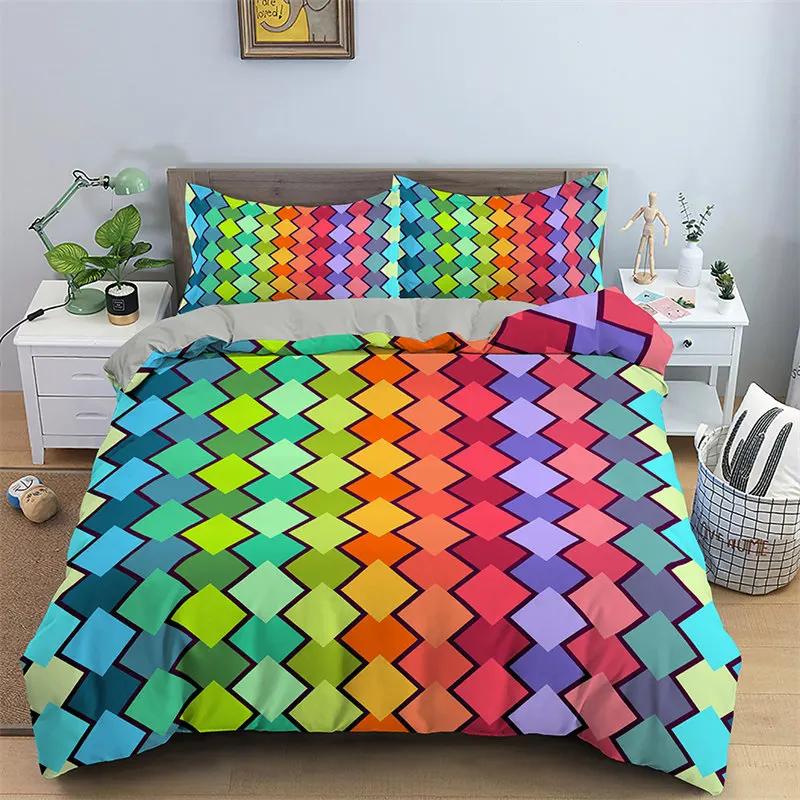 Geometric Duvet Cover Microfiber King Queen Full Twin Bedding Set For Kids Teen Adult Bedroom Decor Abstract Pattern Quilt Cover