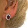Genuine Ruby Halo Oval Stud Earring Handmade Sterling Silver Jewelry For Beloved