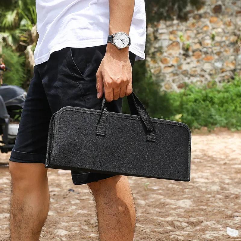 9 шт. Портативный набор инструментов для барбекю с тканевой сумкой для хранения, набор для гриля на открытом воздухе, набор для барбекю, лопатка, зажим, шампур, инструменты для гриля