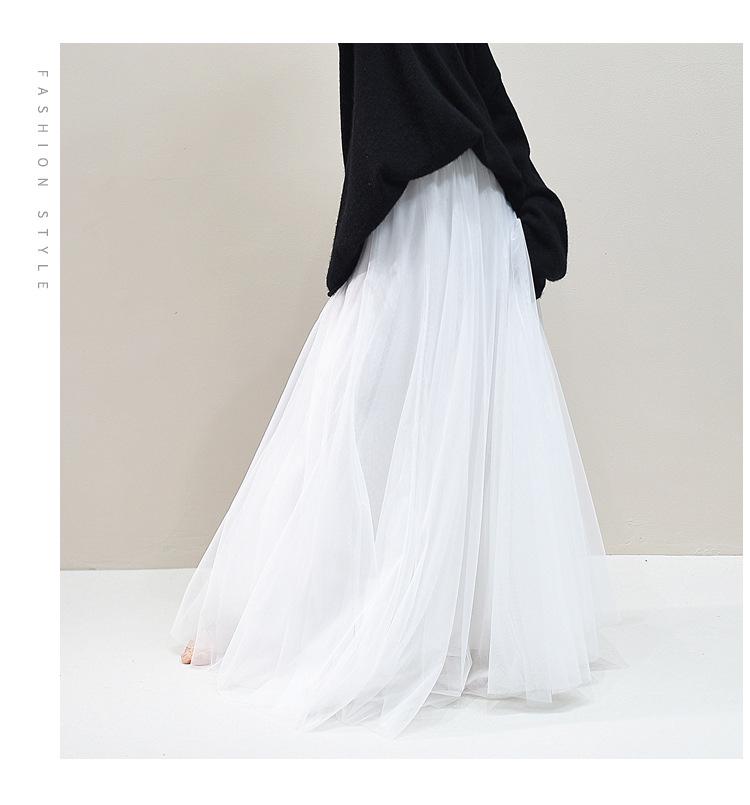 Женская летняя сетчатая марлевая юбка А-силуэта - Сказочный стиль, Широкий подол, Средняя длина, Стройнящая, Подчеркивающая темперамент