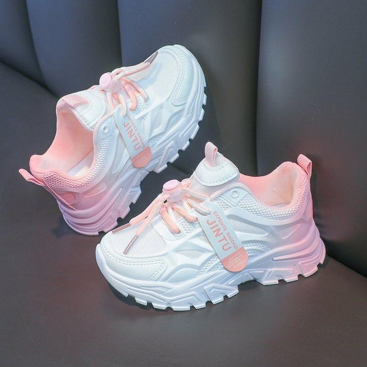 Korean-style spring new collection: gradient-colored sneakers for girls, casual shoes for boys, and comfortable running shoes for older children