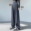 Women Pants High Waist Straight Wide Leg Trousers with Pockets Button Zipper Fly Solid Color Loose Fit Suit Pants Work Wear