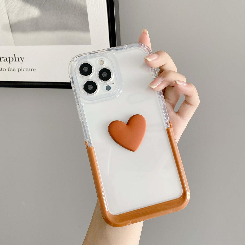 6 цветов Ins Love 3d Heart Cute Stand Holder Чехол для телефона с мультяшной парой для Iphone 13 Pro Max 11 12 Promax Противоударная задняя крышка
