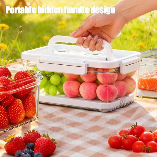 Электрический вакуумный контейнер для еды, герметичный ящик-хрустяшка с ручным насосом, пищевой контейнер без BPA для хранения в холодильнике, для фруктов, овощей и мяса