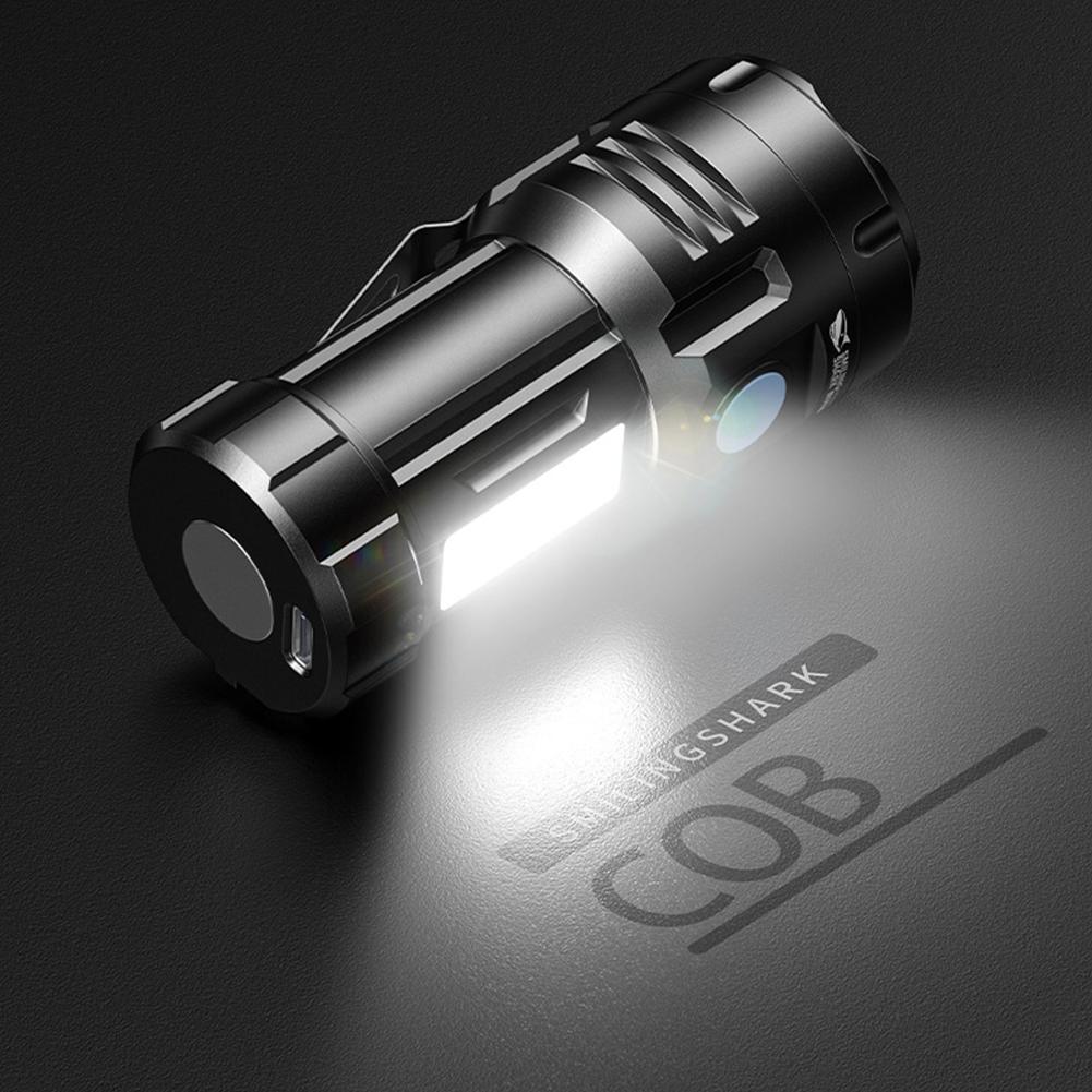 Портативный мини-фонарик 9 LED, 6 режимов, боковой фонарь COB, с зарядным кабелем, для улицы, кемпинга, рыбалки, аварийный фонарь