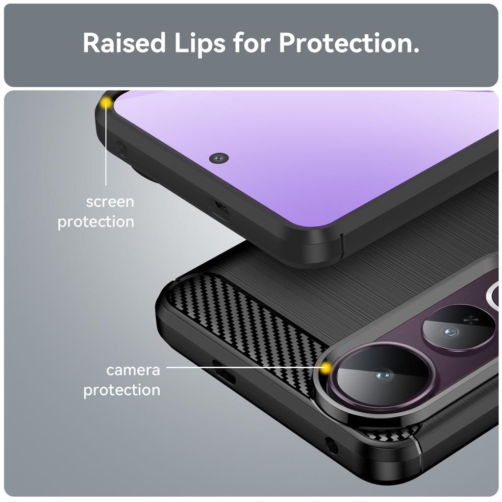 For vivo V50 Lite 5G/4G Case Protective Phone Cover Carbon Fiber Texture Brushed