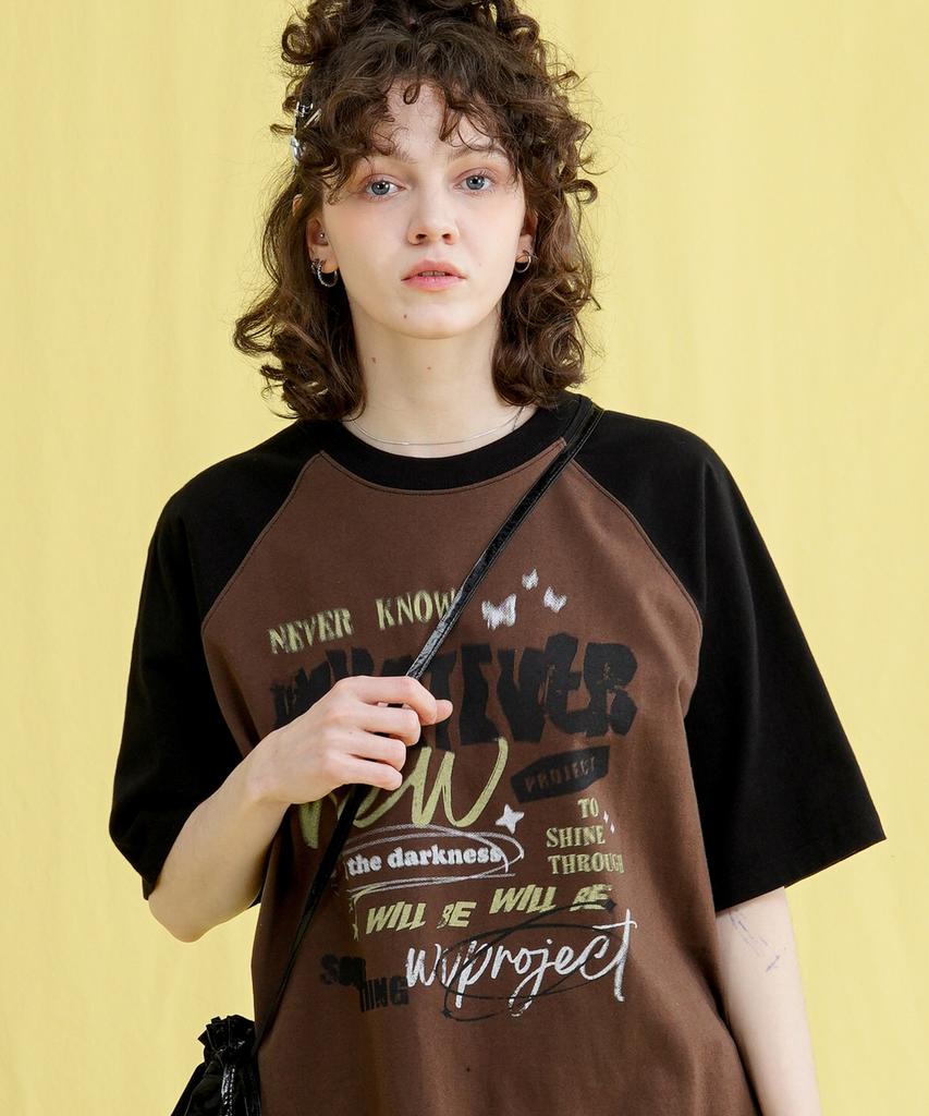 WV PROJECT Something Raglan Short Sleeve T-Shirt Brown Mjst7708