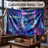Cat Theme Throw Blanket Custom Name Text Personalized Blanket Soft Cozy Blanket for Home Sofa Bed