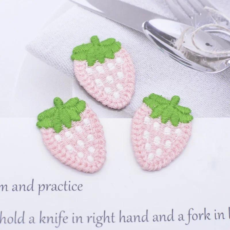 20Pcs 25*35mm Sweet Strawberry Fruit Applique for DIY Clothes Hat Shoes Sewing Patches Headwear Hair Clips Decor Accessories