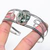 Natural Indian Moss Agate Gemstone 925 Sterling Silver Cuff Bangle Adj s2E72