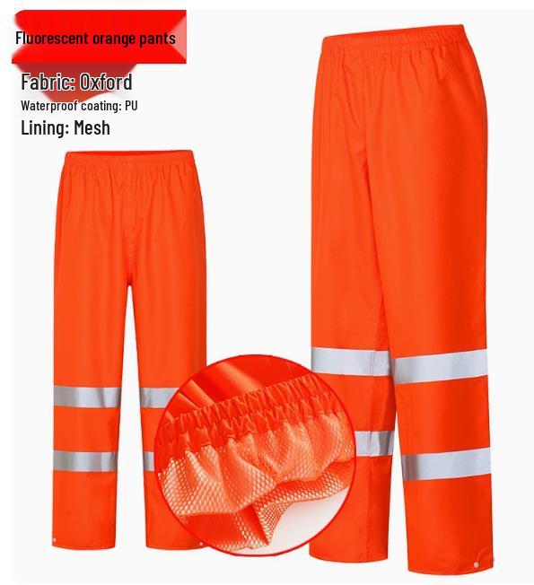 High Visibility Reflective Raincoat Set - 300D Oxford Cloth, Split Design for Outdoor Traffic, Duty, and Rescue Use