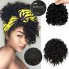 2PCS Synthetic Messy Bun Hair Piece Loose Wavy Curly Drawstring Ponytail And Curly Bangs For Women Daily Wear
