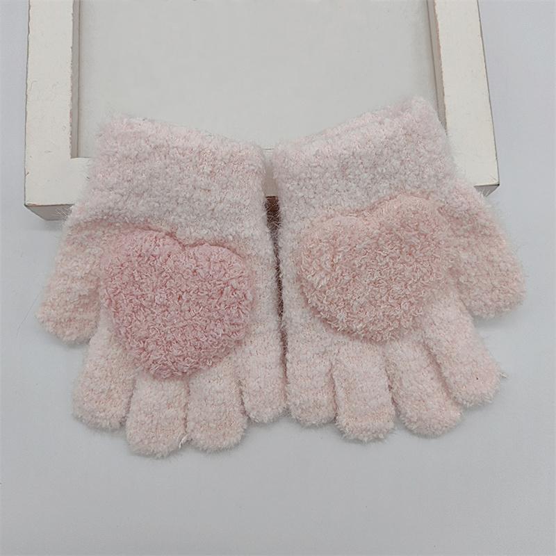 Kids Gloves Cartoon Heart Shape Decoration Baby Boys Girls Warm Gloves