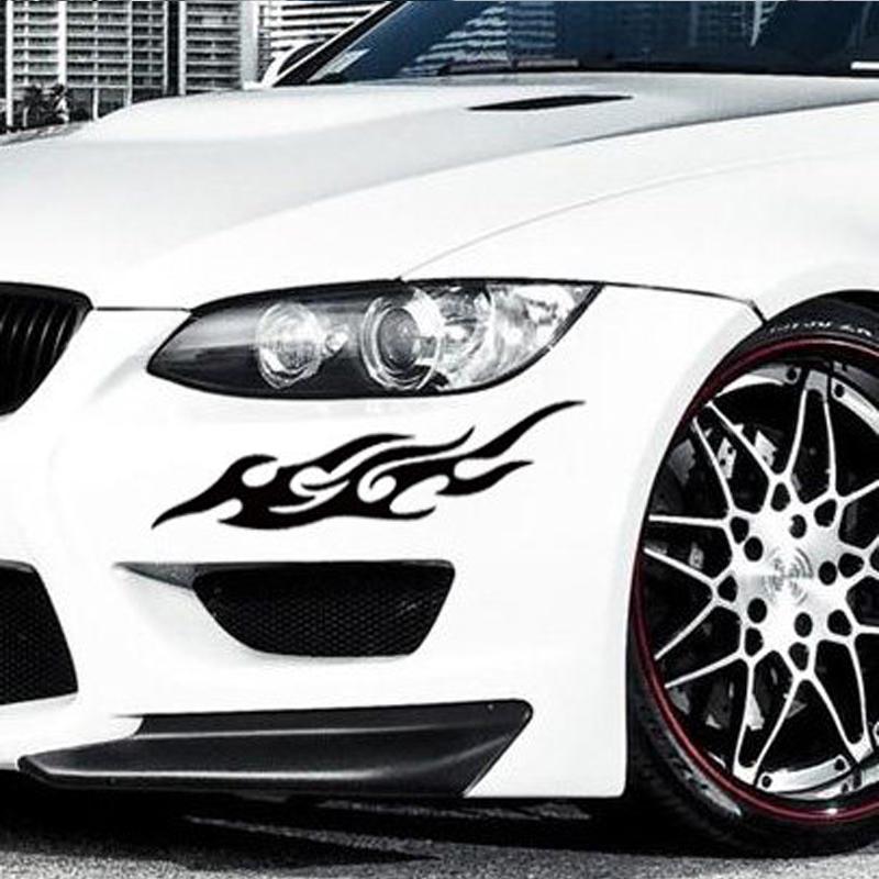 Black PET Fire Totems Creative Funny Stereoscopic Car Scratch Rearview Mirror Sticker Accessories