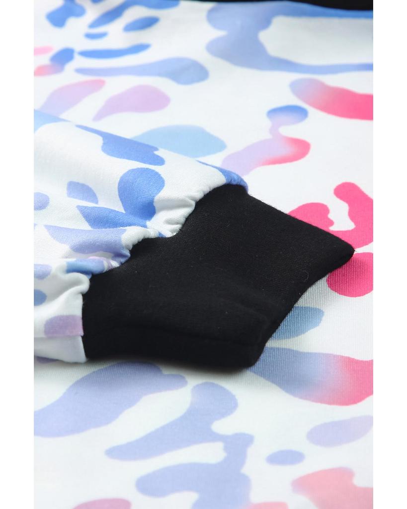 Azura Exchange Толстовка с капюшоном и леопардовым принтом, с цветной отделкой