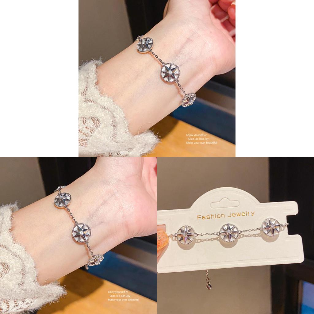 Zirconia Embellished Shell Bracelet For Women Casual Elegant Accessory Gift