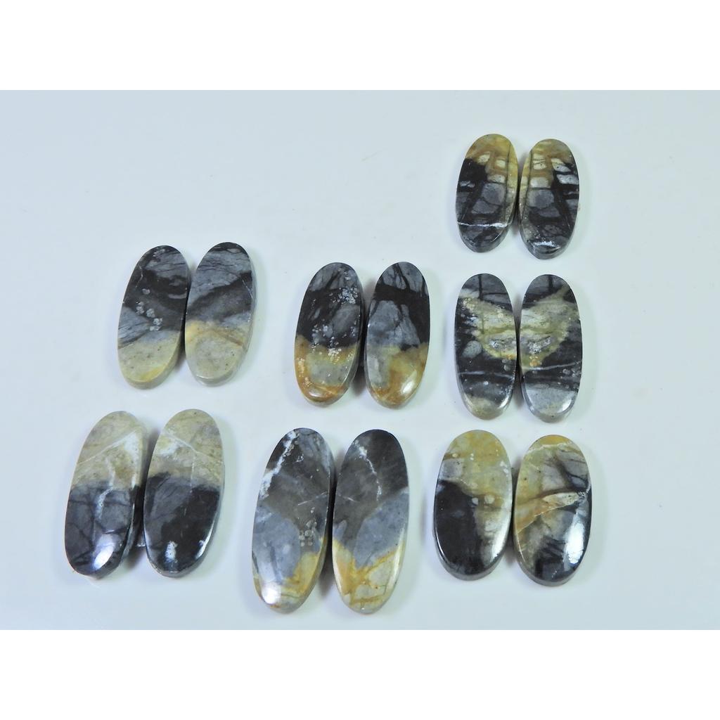 21-26MM Natural Picasso Jasper Matched Pair Oval Cabochon Gemstone 7Pair Lot C-793