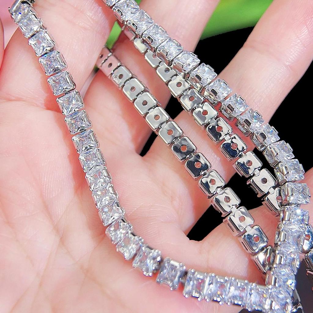 CMM 3 шт., высокое качество, свадебные украшения в Дубае, инкрустированные квадратные AAA циркониевые ожерелья, серьги, браслет, набор для женщин