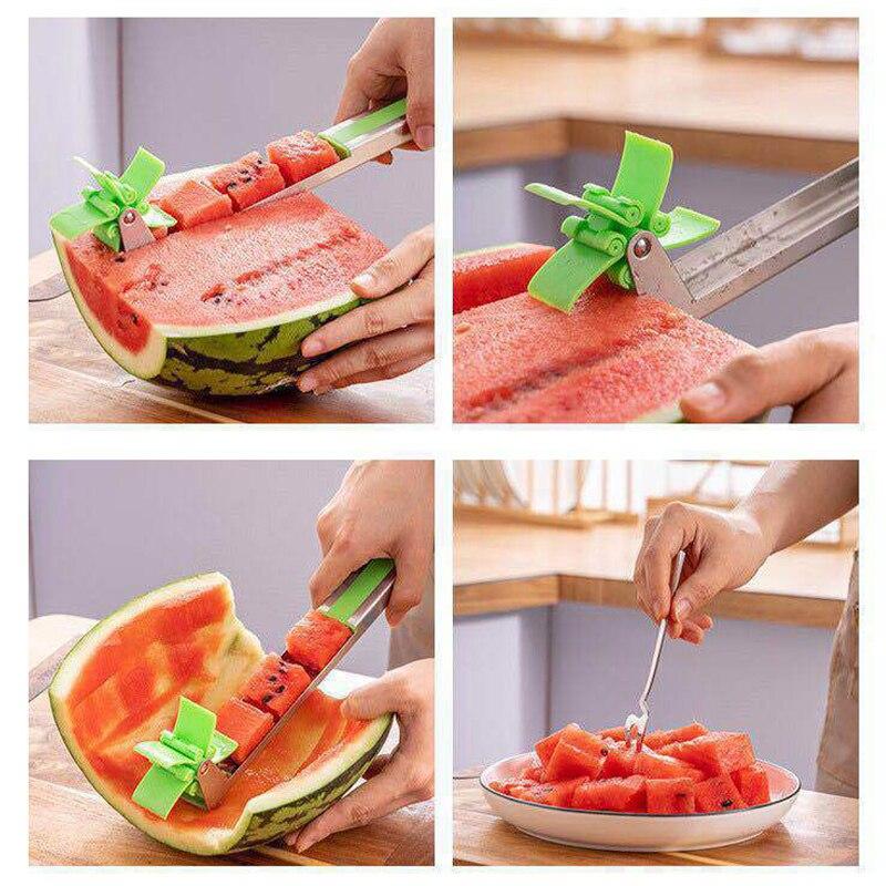 Stainless Steel Watermelon Cutter Windmill Shape Design Slicer Cutter Kitchen Gadgets Salad Fruit Slicer Cutter Tool