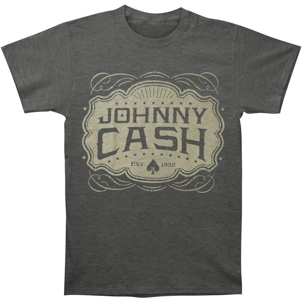 Men's Johnny Cash JC Emblem T-shirt Medium Heather Charcoal