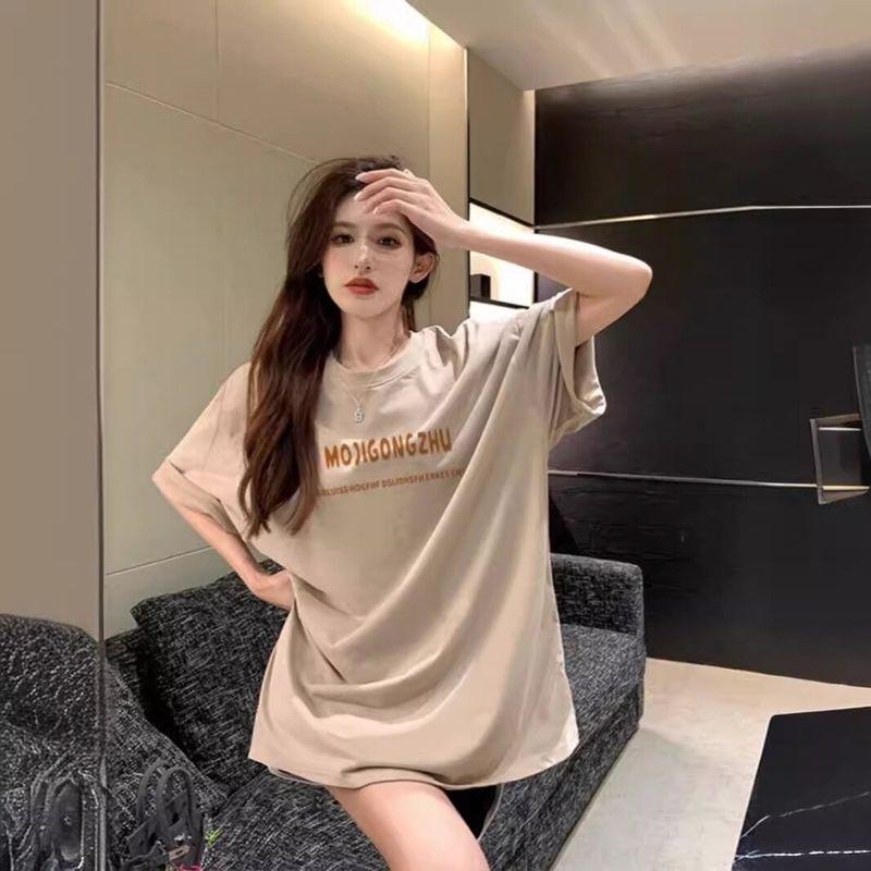 American Retro Short-Sleeved T-Shirt for Women, Summer Ins Trendy Pure Cotton Hong Kong Style Chic Large Size Loose Design Niche Top