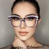 Women's Glasses Anti-Blue Light Fashion Personality Retro Artistic Multi-Color Square Plain Glasses Student Daily Commute Street Shot Glasses Glasses