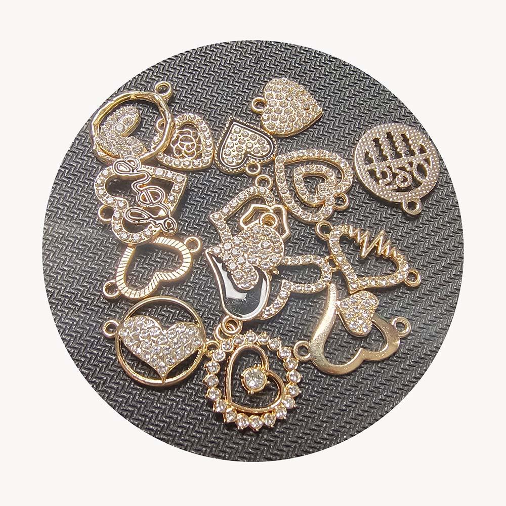Delicate Rhinestone Hearts Love Charms for DIY Earrings Necklace Bracelet Women Jewelry Making Pendants