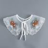 Korean Summer Floral Embroider Fake Collar Neck Guard Scarf Female Shoulder Wraps Cape Removable Shirt Detachable Collar
