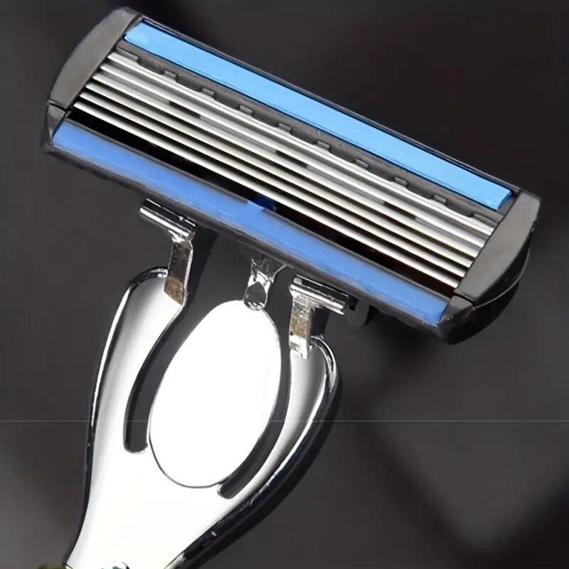 6-слойное лезвие бритвы, классическая бритва многоразового использования, черная бритва со сменным лезвием, безопасная мужская ручная бритва