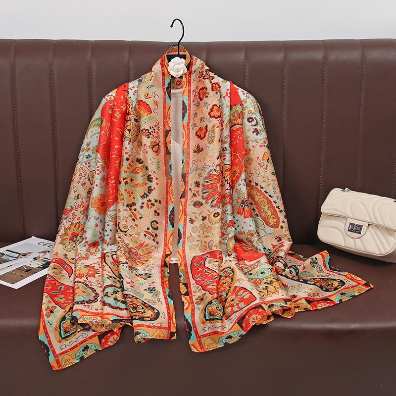 Luxury Brand 180*90cm Foulard Summer Seda Autumn Winter Popular Style Printing Women's Cachecol Syilent
