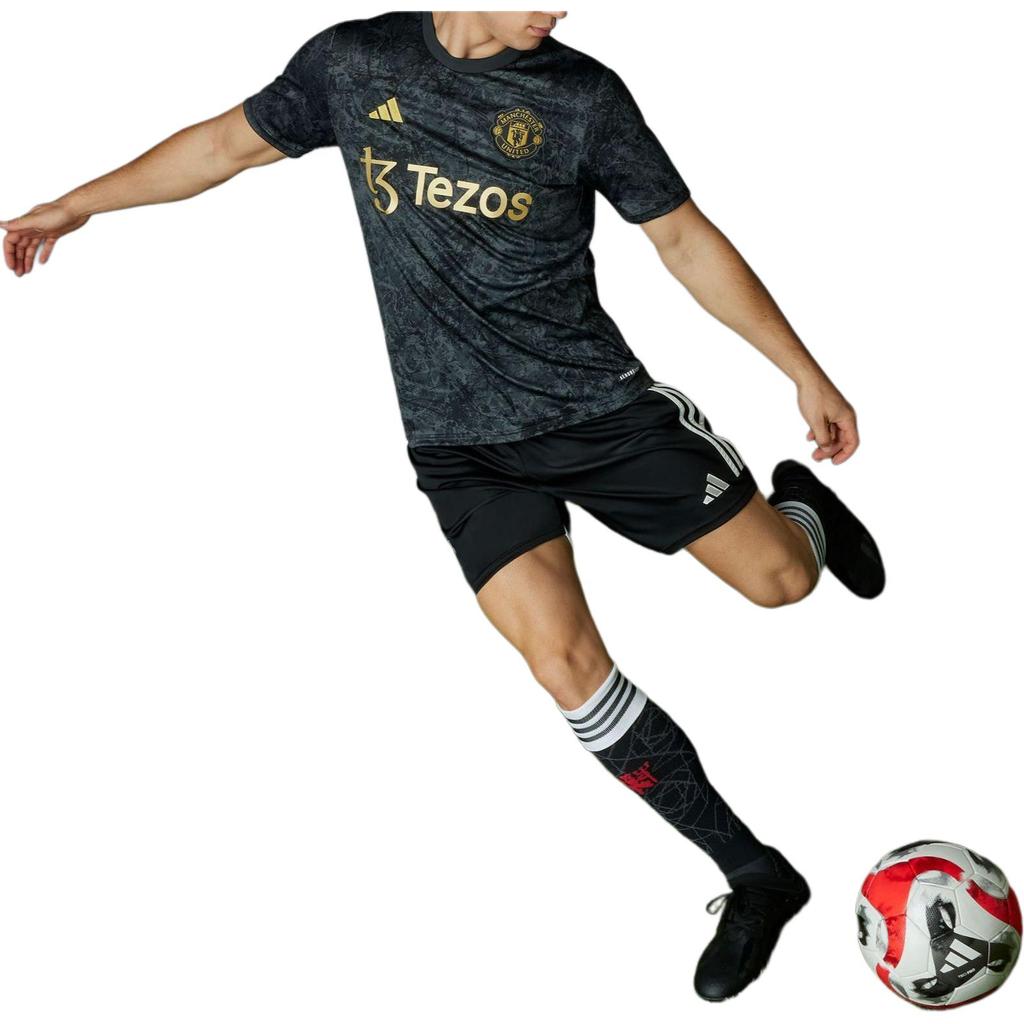 adidas Быстросохнущая тренировочная рубашка Man Utd x Stone Roses с типографским принтом Tie-Dye, мужские топы, черные IQ1566