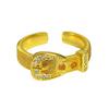 Medieval Vintage Brushed Zircon Chinese Knot Belt Open Ring Light Luxury Retro Ring