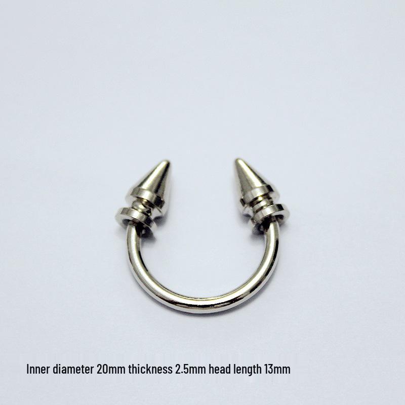 DIY Silver Gothic Double-Headed Screw Rivet Leg Ring C-Ring Collar Body Chain Alloy Accessories