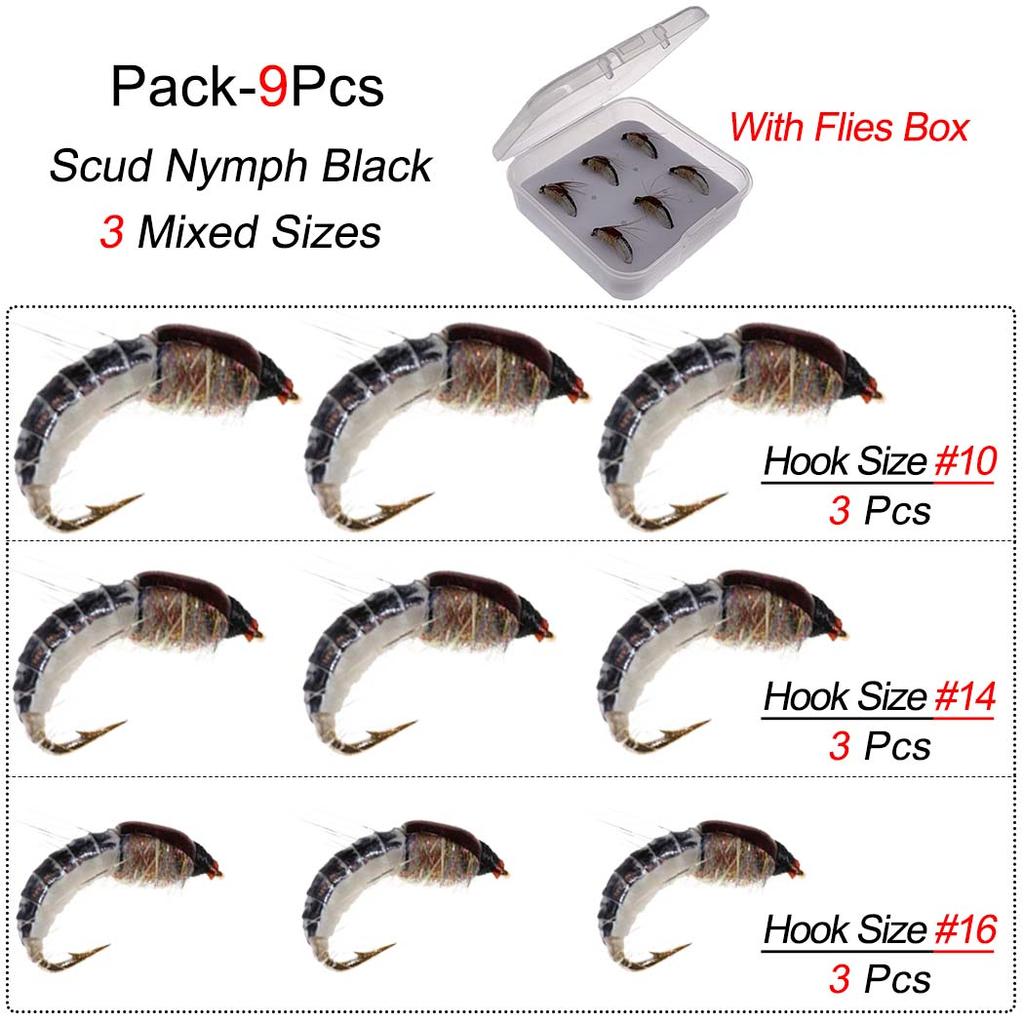Fishing Lures - 6/9Pcs/Box Realistic Nymph Scud Fly for Trout Fishing Fly Tying Artificial Bait Lure