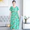 Хлопково-шелковое платье с цветочным принтом большого размера для женщин - Летняя мода, Элегантное длинное платье-свинг