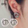 1 Pair Women Stud Earrings Hollow Metal Wire Entangled Shape Electroplated Anti-allergy Lightweight Ear Decoration Jewelry Party Prom Commute Ear