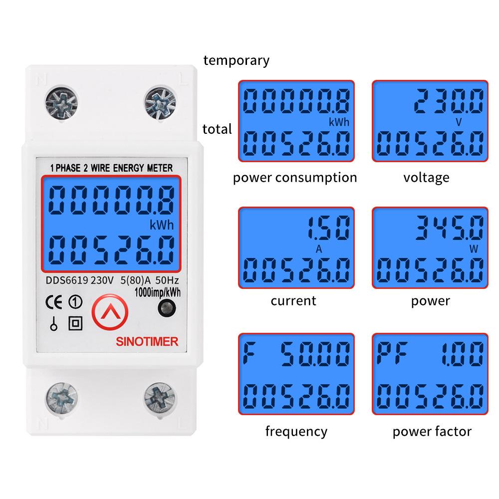 DDS6619-526L-2 Сброс дисплея Многофункциональный счетчик энергии 230 В