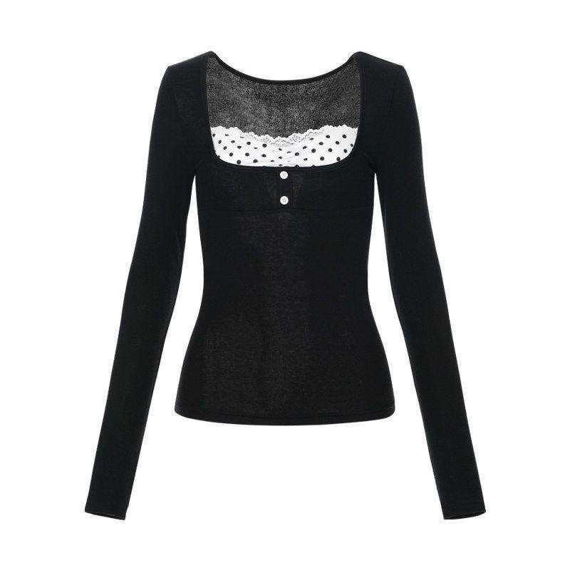 260 г Хлопок Модал В горошек Кружево Пэчворк Стиль из двух частей Стройнящий Топ