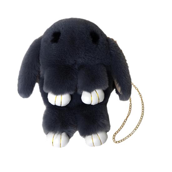 Messenger Bag Cartoon Bunny Shapr Furry Fluffy Soft Touch Plush Chain Shoulder Strap Large Capacity Zipper Closure Lady Shoudler Bag Crossbody Bag